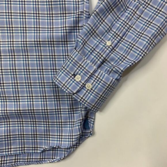 Joseph Abboud Shirt Mens Extra Large White Blue Cotton Non Iron Check Button Up - Picture 3 of 9